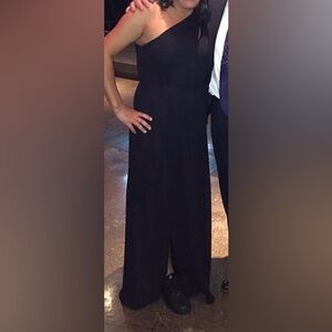 David's Bridal Black One Shoulder Cocktail Dress
